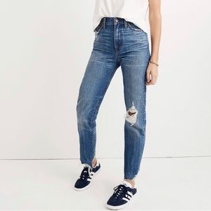Madewell The Perfect Summer Jean High Rise Tapered Leg Chewed Hem 27
